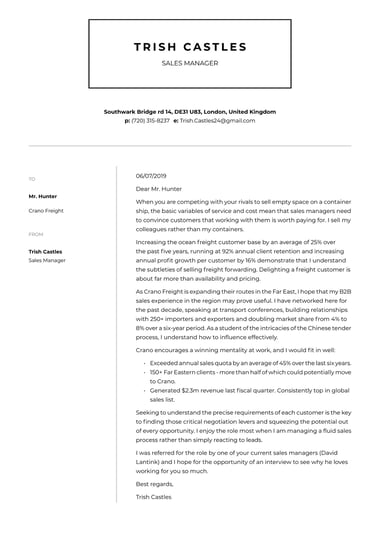 Modern cover letter template Industrial