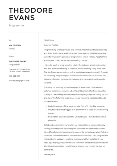 Simple cover letter template Clean
