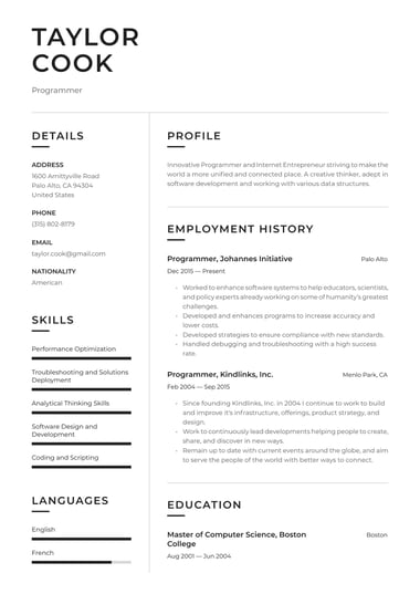 Ats resume template Clean
