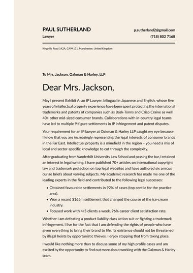 Simple cover letter template Half Tone