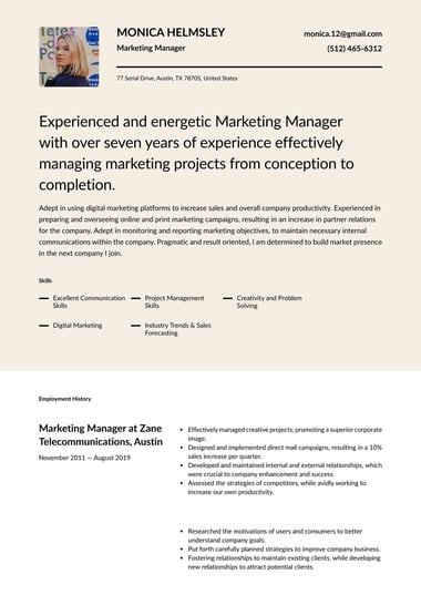 Ats resume template Half Tone