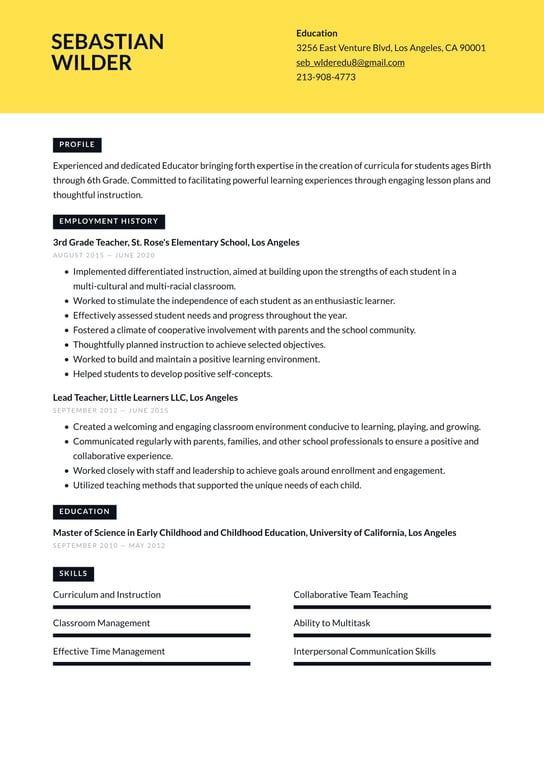 Education resume examples & templates