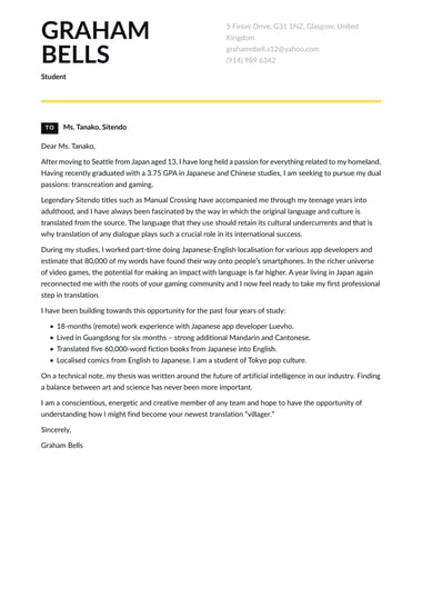 Modern cover letter template Vivid