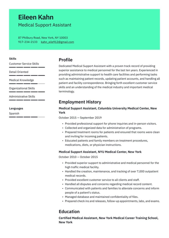 Medical Administrative Assistant resume example