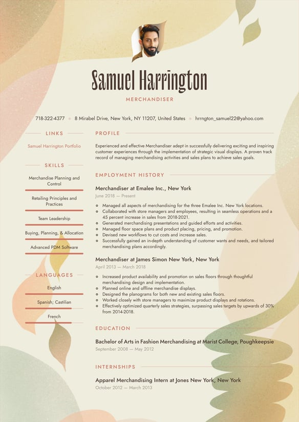 Merchandiser resume example