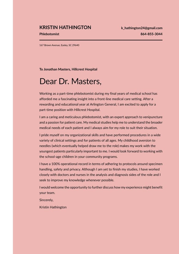 Phlebotomist cover_letter example