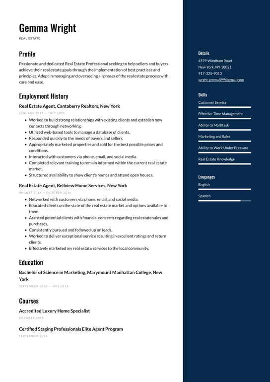 Real Estate  resume examples & templates