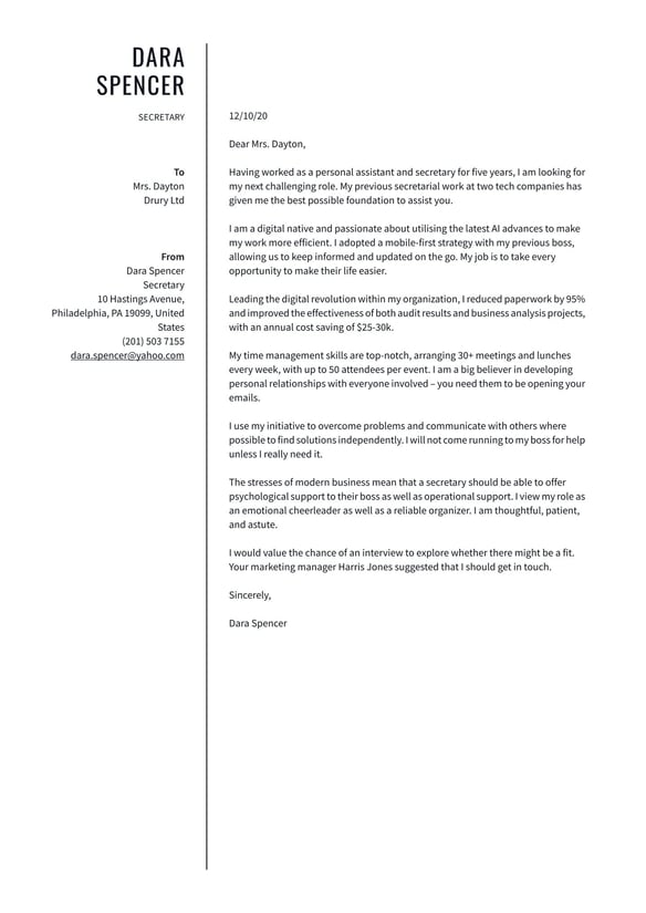 Secretary cover_letter example