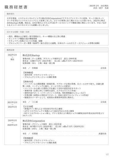 Ats resume template Shokumukeirekisho