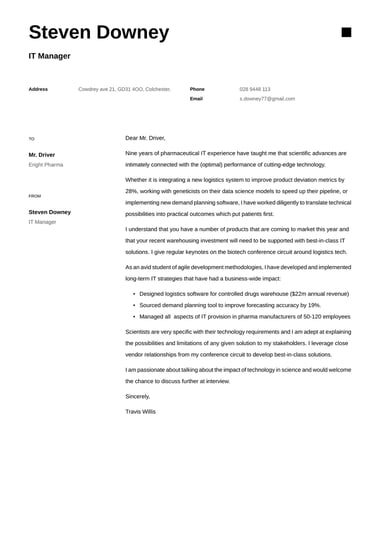 Simple cover letter template Minimalist