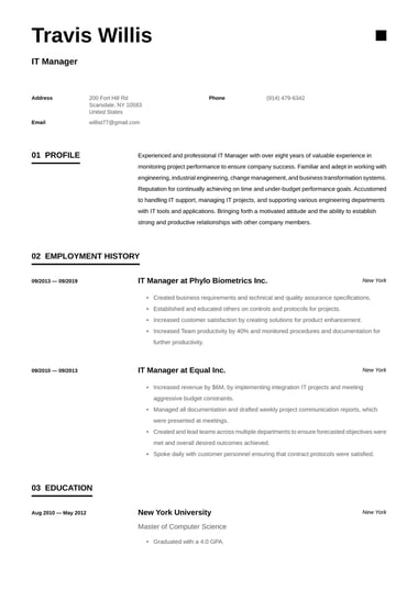 Ats resume template Minimalist