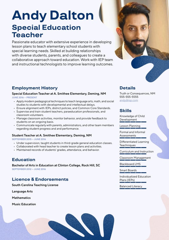 Special Education Teacher resume example