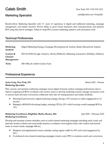Ats resume template Specialist
